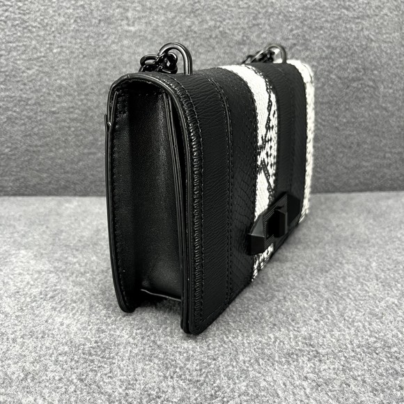 ALDO Crossbody Hand Bag + coin wallet Black & white snake skin print Purse chain - Picture 6 of 16